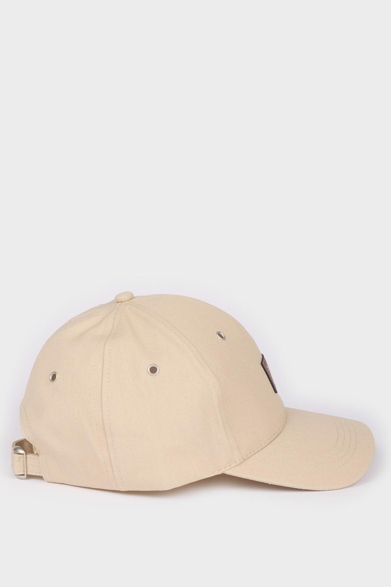 DeFacto Beige Man Man Cotton Label Print Cap Casual - Image 3